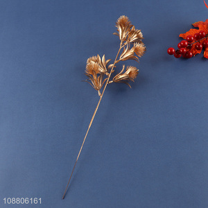 Wholesale gold fake leaves faux plant for flower arrangement