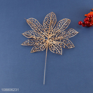 Wholesale metallic faux plant leaves for table decoration