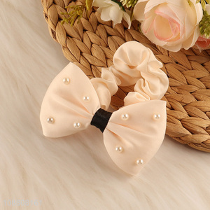 Wholesale pearl bow hair band ponytail holder hair accessories