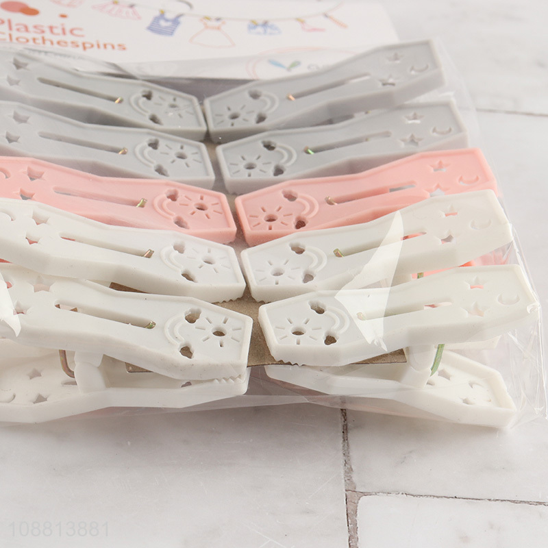 Factory price 10pcs colored plastic clothes pins with spring