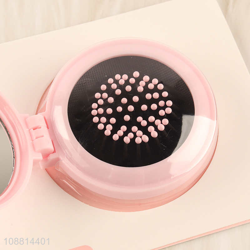 Wholesale cute portable travel pocket hair brush with mirror