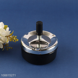 Wholesale round push down cigarette ashtray with spinning tray