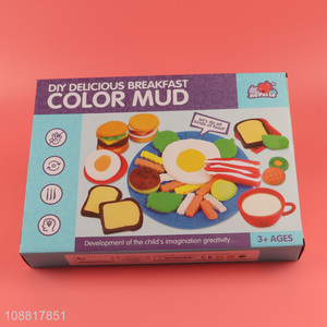 Factory wholesale kids diy breakfast color mud set toys