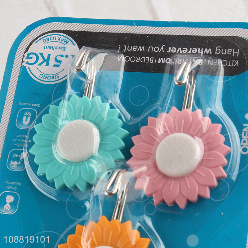 High quality 3pcs sunflower shaped adhesive hooks key holders