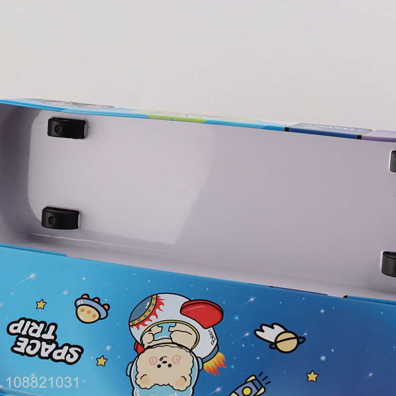 Good quality cartoon bus pencil box metal pencil case