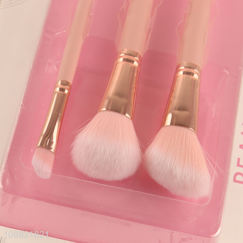 Best selling 3pcs pink makeup tool makeup brush set wholesale