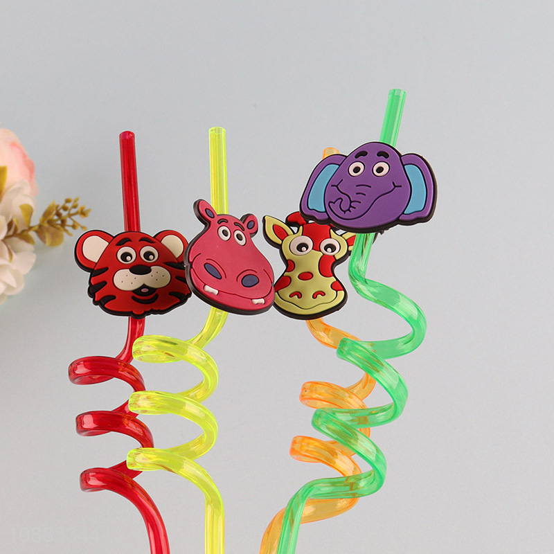 Good quality plastic cartoon animal drinking straw