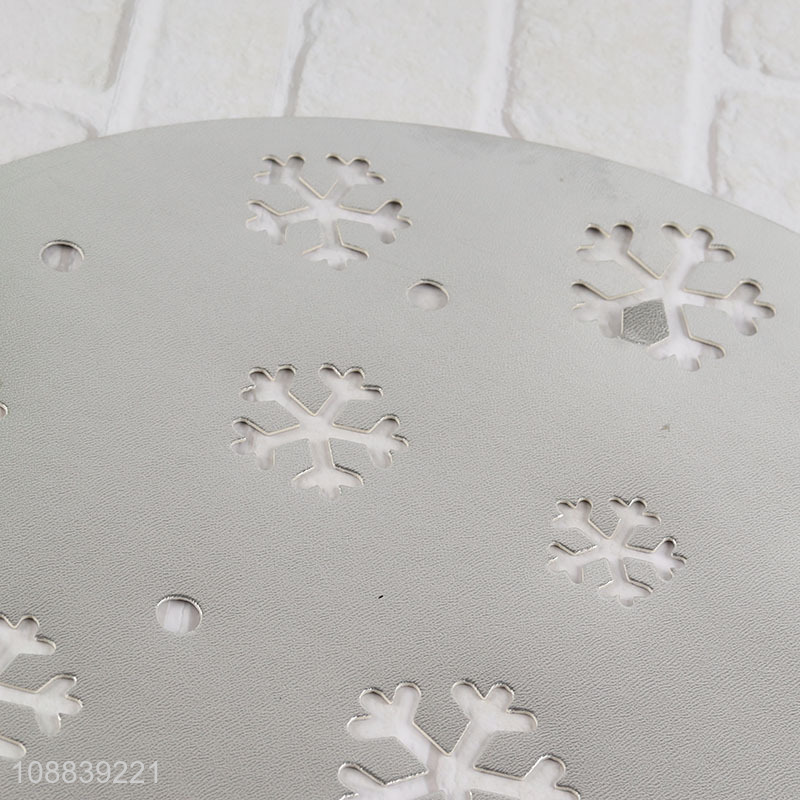 Hot selling round snowflakes pvc place mat dinner mat wholesale