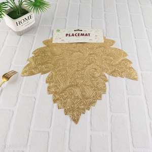 Latest design golden leaves shaped place mat dinner mat