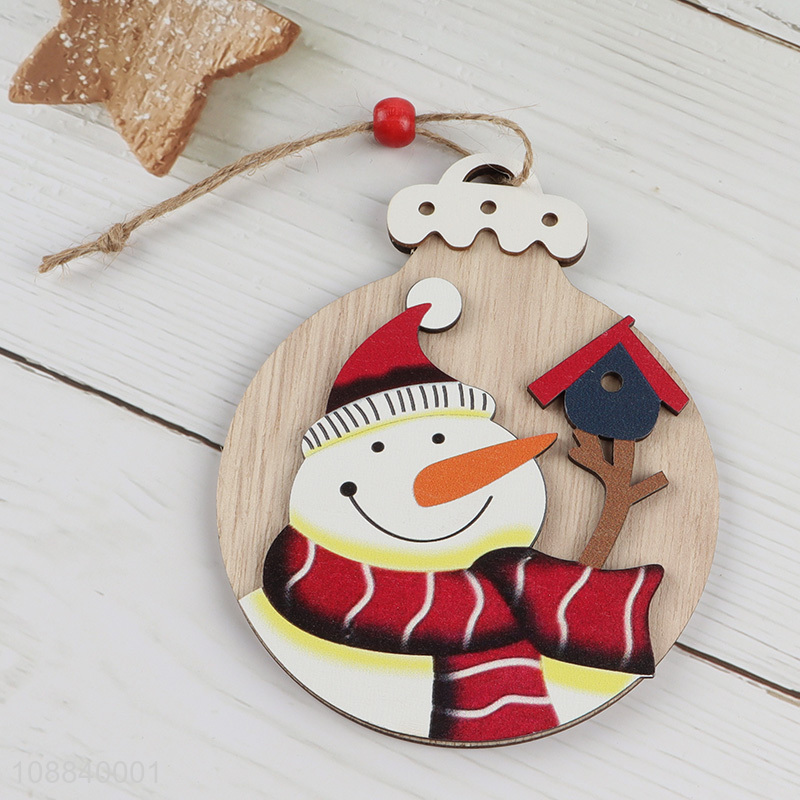 Good Quality Painted Wooden Slices Christmas Tree Ornaments