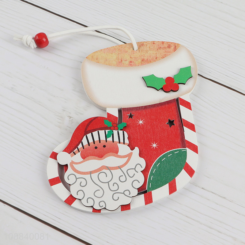 New Arrival Painted Wooden Slices Christmas Tree Ornaments