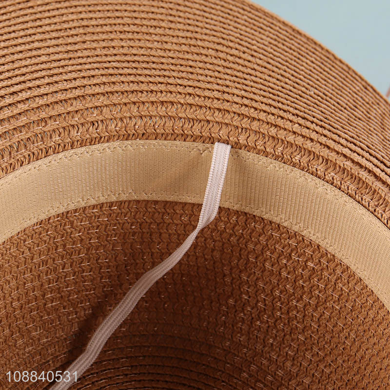 Good quality wide brimmed beach straw hat for women