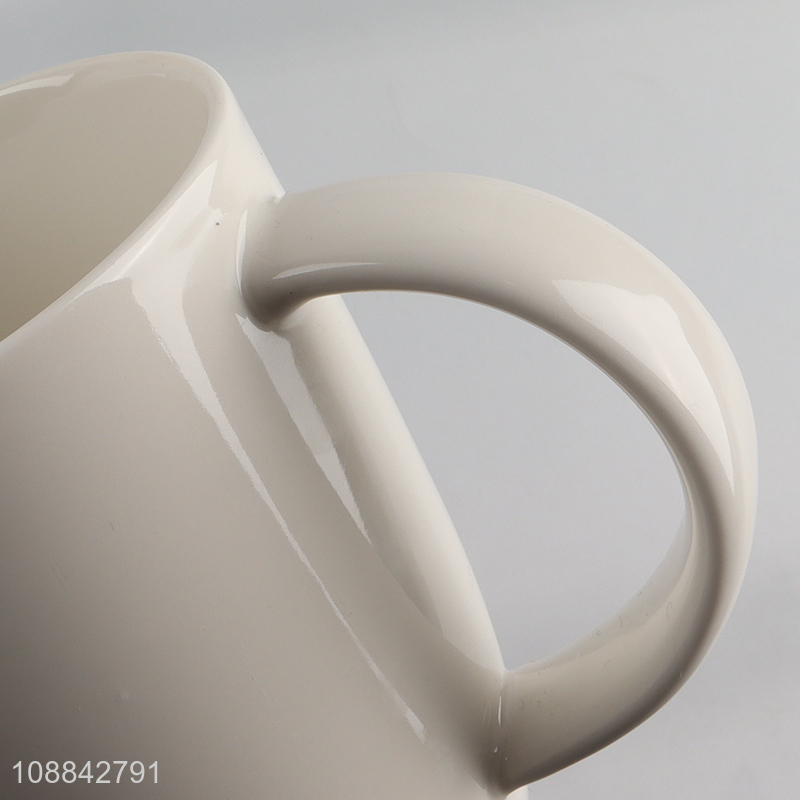 New arrival white ceramic drinking cup water cup with handle