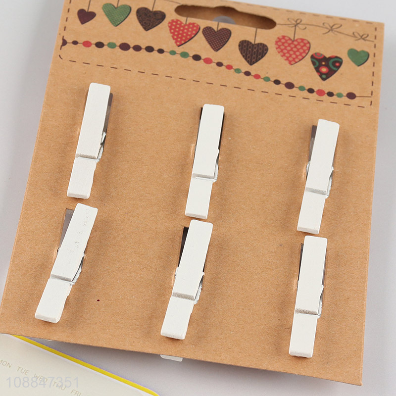 Latest products 6pcs round wooden clip photo clip set