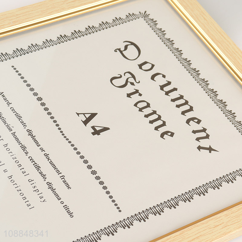 Wholesale A4 certificate document frame plastic award frame