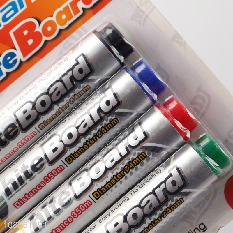 Wholesale 4pcs dry erase low odor fine tip whiteboard markers