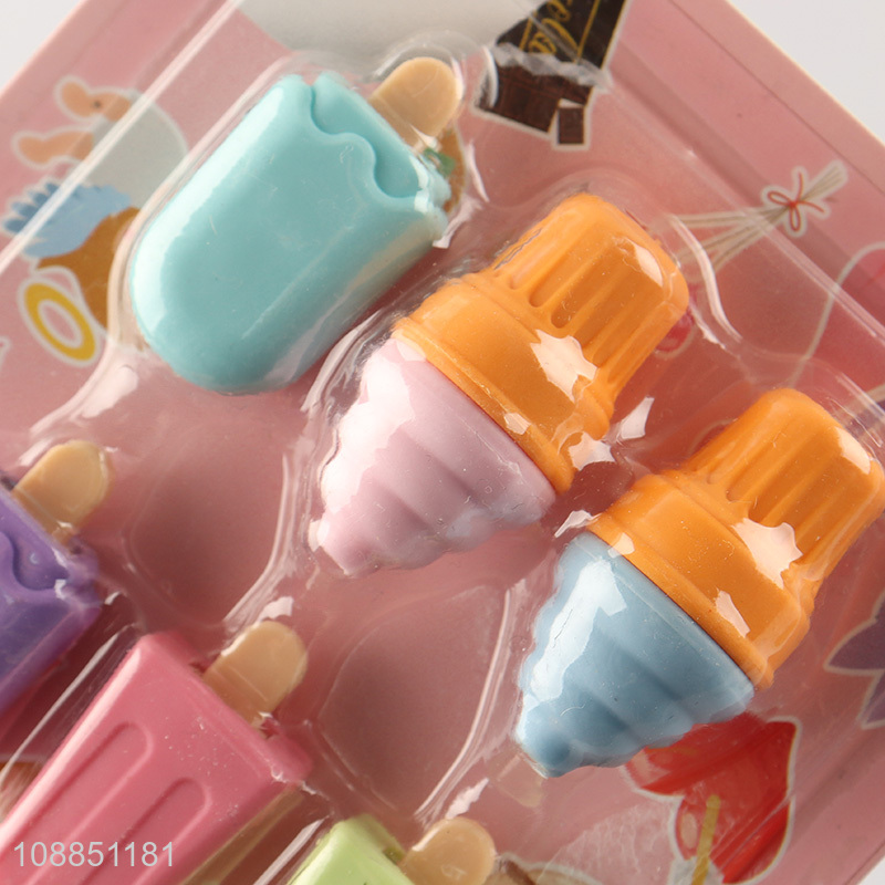 China wholesale 4pcs ice cream erasers pencil erasers for kids