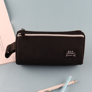 Wholesale large capacity  zippered pencil bag stationery pen bag