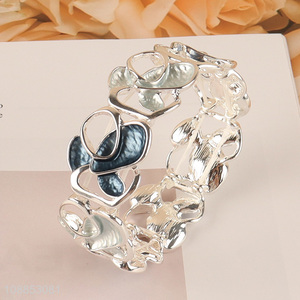 New product fashion metal flower bangle stretch bracelet for women