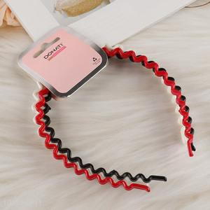 Hot selling 3pcs non-slip wavy plastic headbands hair hoops