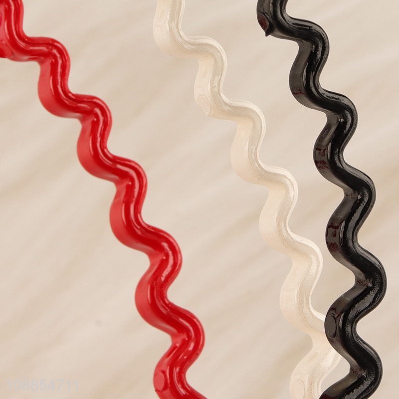 Hot selling 3pcs non-slip wavy plastic headbands hair hoops