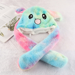 Hot selling cute led glowing plush moving rabbit hat for women girls