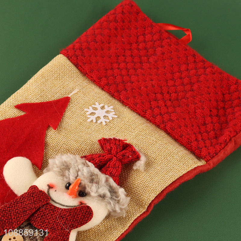 New Products Imitated Linen Christmas Stocking Gift Bag for Kids And Family