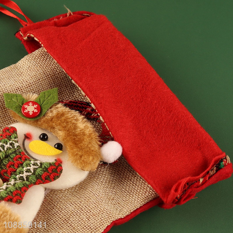 Wholesale Imitated Linen Christmas Stocking Party Decoration Xmas Gift Bag