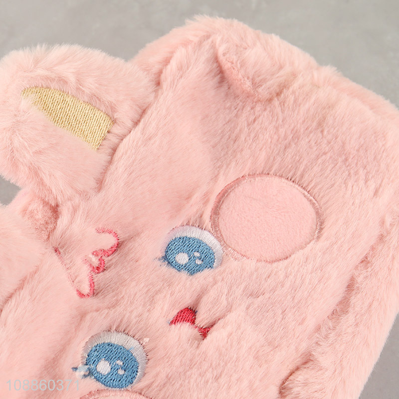 Online wholesale fluffy plush pencil case cute bunny pencil pouch