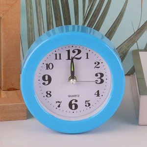 Good selling round blue table clock desk clock for students