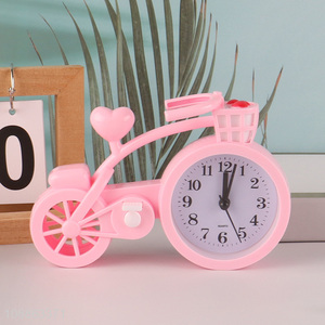 Factory supply bicycle shape pink alarm clock for desktop