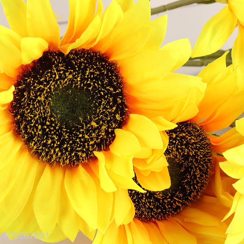 Low price plastic natural artificial sunflower fake flower for sale