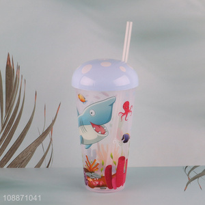 Most popular luminous cartoon water cup with lid&straw