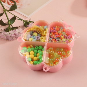 Wholesale pop beads diy jewelry bracelet making kit with four-leaf clover shaped storage case