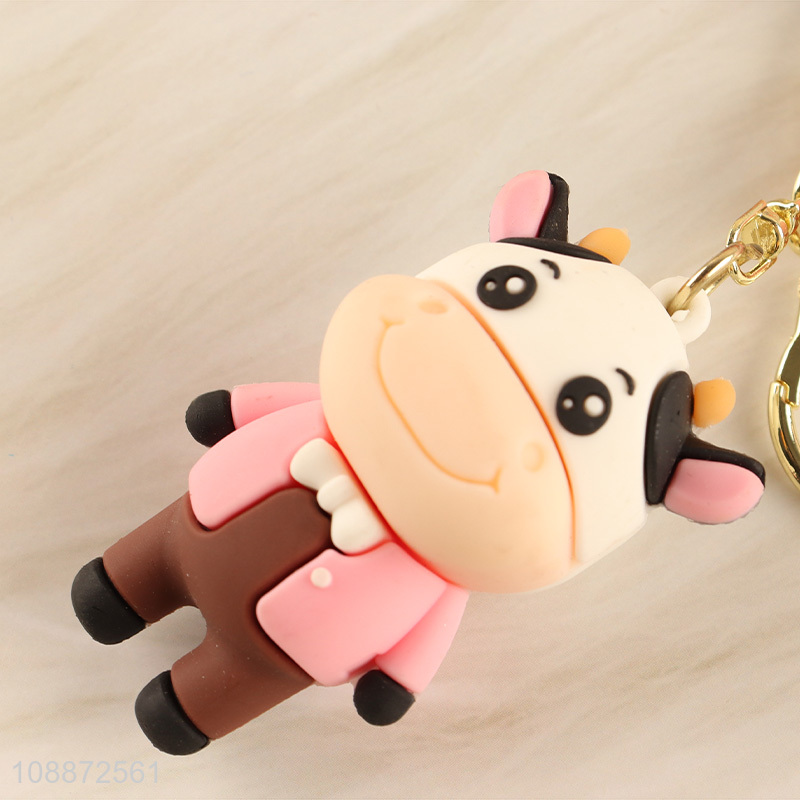 Best selling cartoon cow decorative portable keychain wholesale