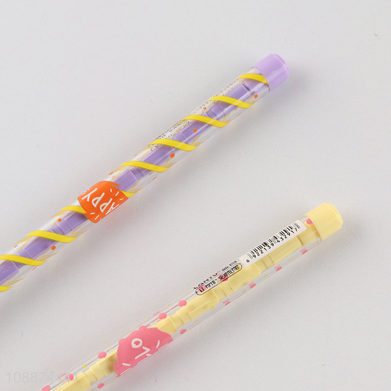 Low price 2pcs flower plastic bullet push pencil for writing tool