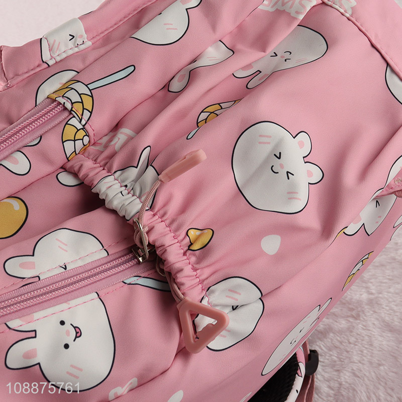 Good selling rabbit printed pink girls kids school bag backpack