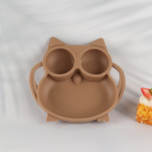 Top quality owl shaped silicone children tableware <em>plate</em> for home