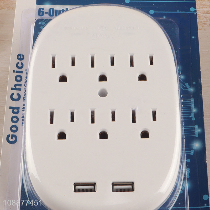 Hot Sale 6-Outlet Wall Plug Surge Protector for Home Office Travel