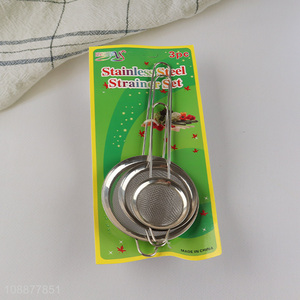 Latest products 3pcs stainless steel kitchen strainer set