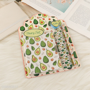 New arrival avocado series students notebook with pen and ruler