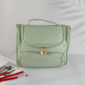 Top selling large capacity green women makeup bag cosmetic bag