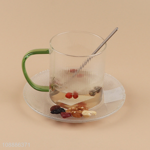 China factory clear unbreakable <em>glass</em> water <em>cup</em> drinking <em>cup</em> with handle