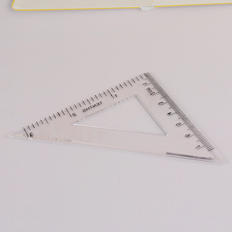 Good quality 4-piece math geometry kit includes 3 rulers & 1 protractor