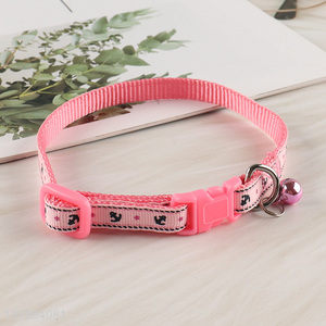 Good quality pet supplies adjustable polyester dog cat collar with bell