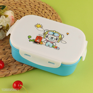 Wholesale 2-layer lunch box food container with spoon for kids