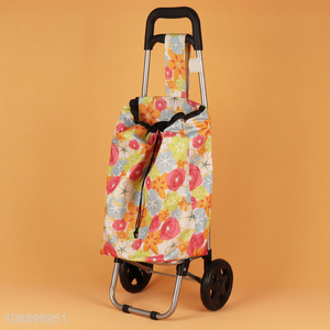 Hot items flower printed shopping cart folding shopping trolley bag