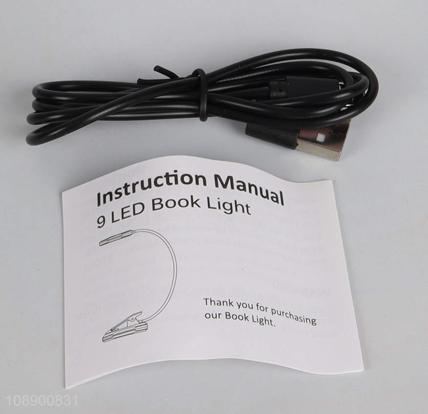 New product black rechargeable led book light reading lamp