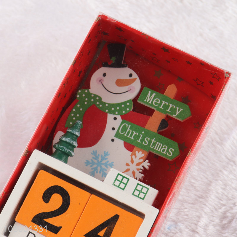 Wholesale Wooden Christmas Snowman Advent Calendar Counterdown Desk Calender