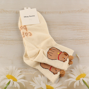Good price womens socks comfortable breathable cute cotton crew socks
